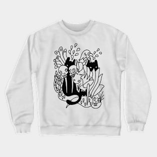 cats and skulls in the garden. Crewneck Sweatshirt